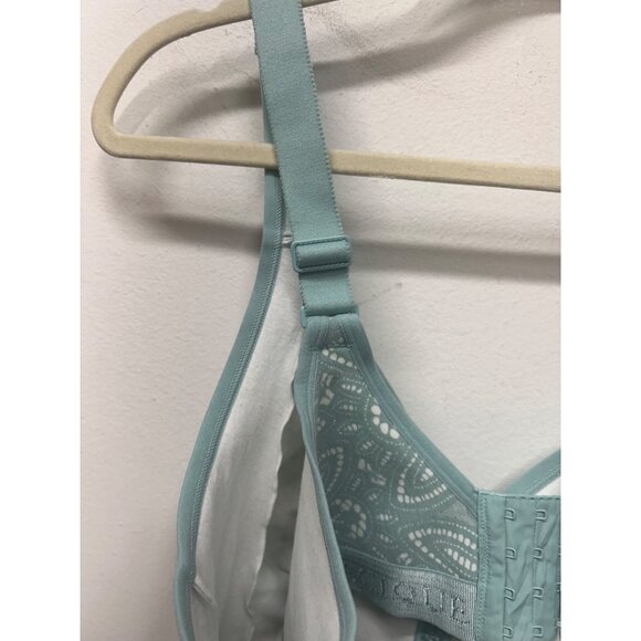 Cacique 44DD Wireless Full Coverage Bra Light Blue Lace Polyester/Cotton Blend - Picture 6 of 9